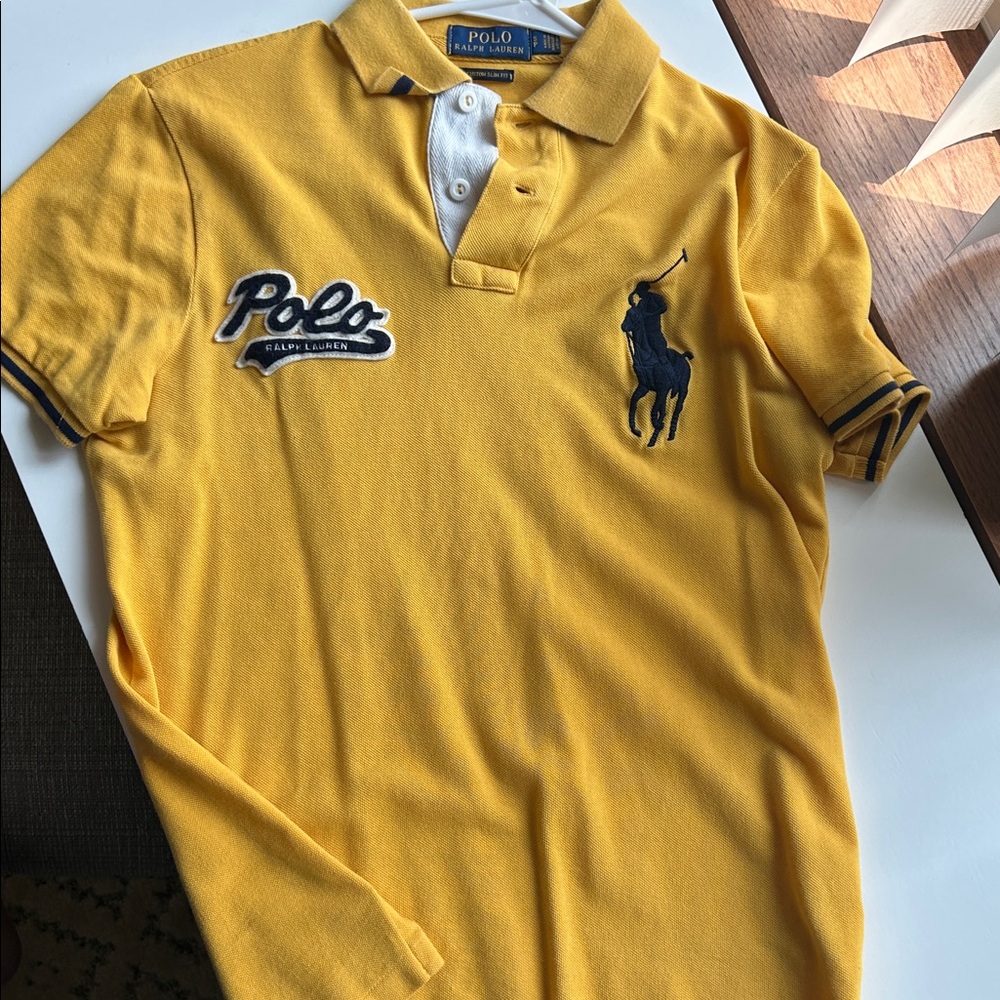 Polo by Ralph Lauren Mustard Polo Shirt with Navy Accents
